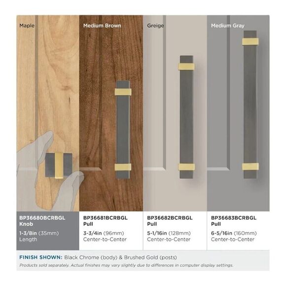 Amerock Overton 1-3/8 Inch Rectangular Cabinet Knobs BP36680BMBG10 Lot Of 4 NEW - Picture 4 of 7